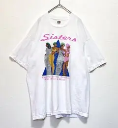 古着 XLサイズ Tシャツ ホワイト 半袖 プリント sisters エイジング