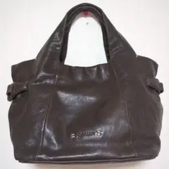gentenダークブラウン レザー ハンドバッグ