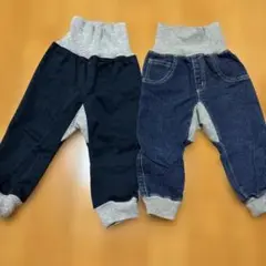 BNTウエストリブ付きパンツ 2点セット 80