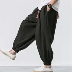 オーバーサイズ　メンズ　ハーレムパンツ　黒　L