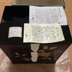 【未使用品】会津塗　漆器伝統消金粉手描蒔絵　鉄仙3段引き出し　春峰作