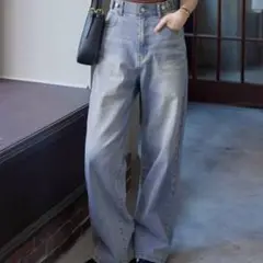 CHAN ME チャンミ　ウエストボタンワイドデニムパンツ