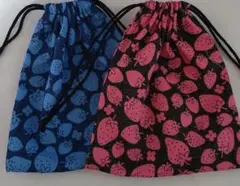 ★値下げ【ハンドメイド】コップ入れ2枚組/18*20/いちごビビット