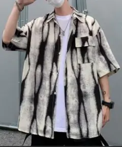新品・未使用　エムジーヴィー タイダイ シャツ XL メンズ　モノトー　半袖