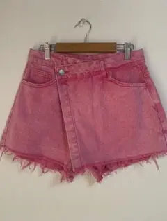 ピンク ショートパンツ フリンジヘム