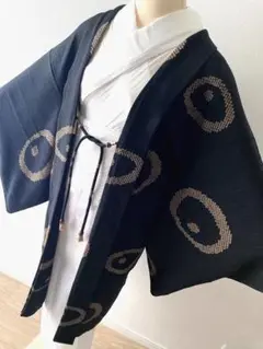 美品 万寿菊模様 正絹 長羽織 裄68 ロング 羽織