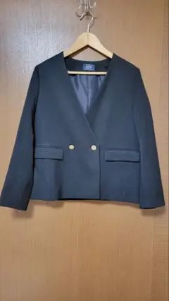 未着用 ソフィラ ノーカラー ダブルジャケット 金ボタン ネイビー