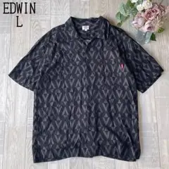 【EDWINエドウィン】メンズ　開襟　半袖シャツ　幾何学模様　大人カジュアル　L