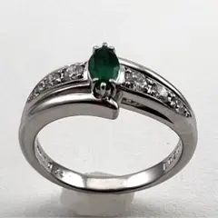 プラチナpt900 リング エメラルド ダイヤ 13号 7.37 g POLA印