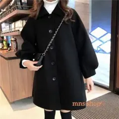 秋冬物♡ アウター ミドル丈 コートパフスリーブ 黒