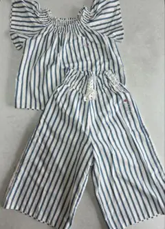 ALGY　アルジーセットアップ 白×青ストライプ140cm美品