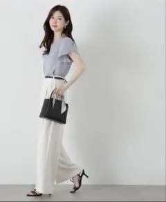 PROPORTION BODY DRESSING ベルト付きタックワイドパンツ
