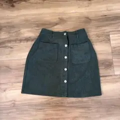 ダークグリーン ベロア風 ミニスカート