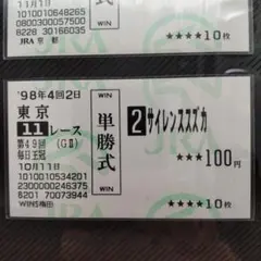 サイレンススズカ　日本ダービー　現地馬券　＋まとめ売り情報 2025年最新】サイレンススズカ 馬券の人気アイテム - メルカリ