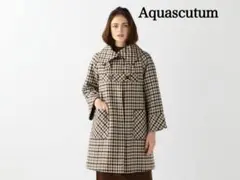 美品 Aquascutum 中綿 チェック コート 定価9万