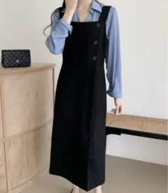 【完売品】ZOZOTOWN購入 ブラックラインワンピース／韓国ファッション