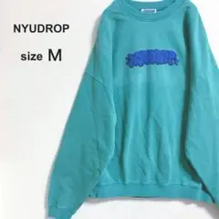 【ニュードロップ】　スウェット　ロゴ刺繍　ゆるだぼ　ユニセックス　緑　Mサイズ