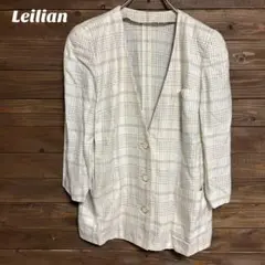 ♦︎【レリアン】 ノーカラージャケット チェック オフィスカジュアル XL