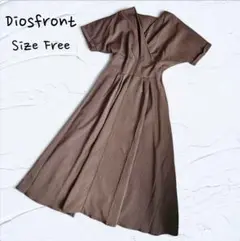 新品タグ付　Diosfront 半袖 ロング フレア ワンピース　ブラウン 春夏