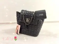 パリスヒルトン　キルティング　リュック　ポーチ付き　バッグ　ブラック
