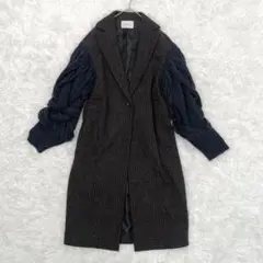 レキサミ✨袖ニット 切替 アルパカ 千鳥柄 変形 ウール チェック