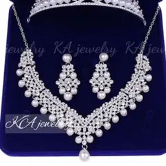 ☆2点セット☆イヤリング (ピアス) u0026ネックレス 結婚式 パール アクセサリー