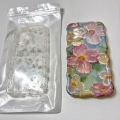 花柄 iPhone16ケース 2種セット