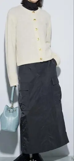★美品ワッシャーナイロンカーゴスカート ブラックM