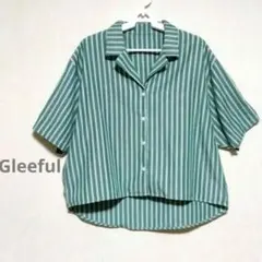 Gleeful　オープンストライプシャツ　グリーン　L