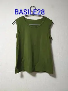 BASILE28 オリーブグリーン タンクトップ ノースリーブ