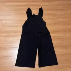 k.growth ☆ フリルショルダーワイドオールインワン　パンツ　黒
