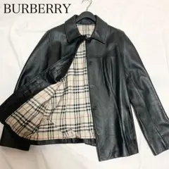 バーバリー レザージャケット 羊革 フルノバチェック