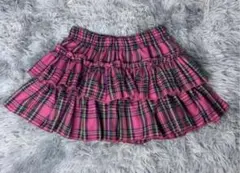 新品✨️2段フリル チェック ミニスカート ピンク フェアリー