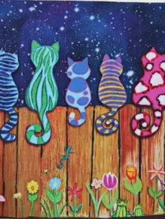 ❀*. 夜空の猫たちmini ファブリックパネル 12×10㎝ 3枚 ❀*.