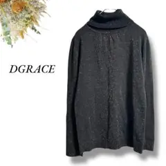 美品 DGRACE タートルネックセーター 黒 ゴールドラメ 毛 4097