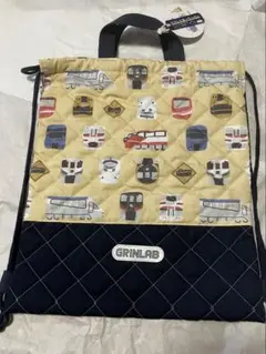 キルトナップザック バッグ 体操服　電車柄　　新品タグ付き　リフレクターワッペン