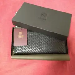 TAKEO KIKUCHI タケオキクチ 長財布 ブラック 編み込み