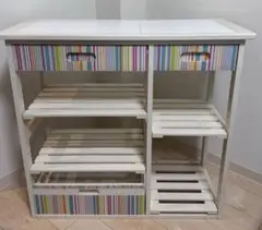 (ayacoさま専用) 木製キッチンワゴン キャビネット　引き出し付き