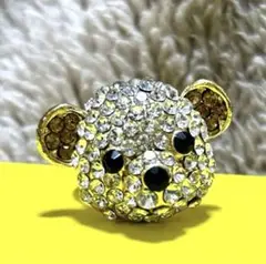 キラキラ クマちゃん リング✩.*˚イエロー 可愛い ベア ストーン装飾