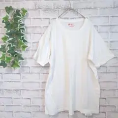 【Hanes】ヘインズ　メンズ　Tシャツ　半袖カットソー　白　L　無地