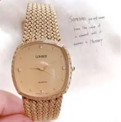 【LONBER】ゴールド斜線腕時計♤︎み♤︎ダイアモンド 電池切れ