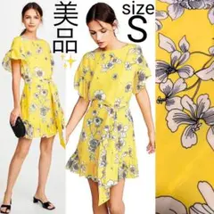 美品 alice+olivia フローラルプリント ボウリボン ワンピースドレス