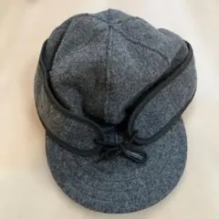 ウール グレー フラップ付きキャップ