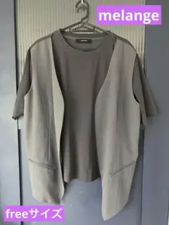 melange freeサイズ レディース レイヤードTシャツ グレー