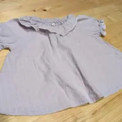 薄紫色 フリル付き半袖シャツ 100cm