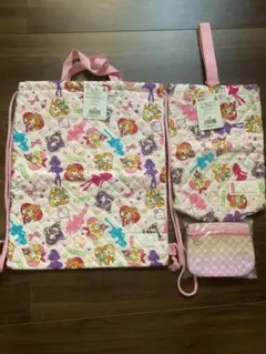 アイカツ キルト ナップサック 体操服袋 とキルト上履き入れとハンカチ入れ3点