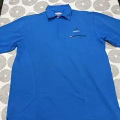 Antigua ポロシャツ L 青 ジッパーポケット