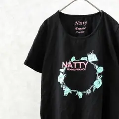 【美品】Natty Tシャツ クルーネック プリント ラインストーン 大きめ