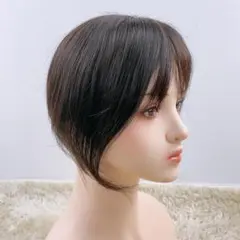 人毛100% 頭頂部ウィッグ 25cm つむじウィッグ 部分 ブラックブラウン