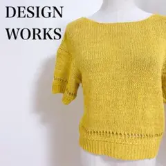 DESIGN WORKS リネンシルク ニット 背中リボン マスタード 夏服